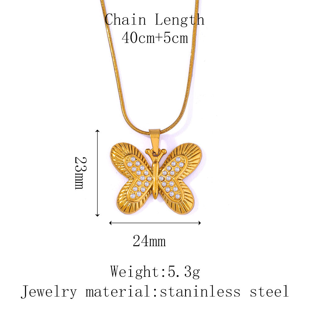 Stainless Steel Butterfly-shaped Pendant Necklace