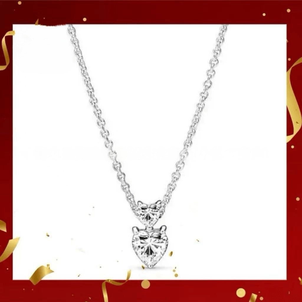 Heart-Shaped Castle Eternal Pendant Sparkling Round Halo Necklace And Earrings