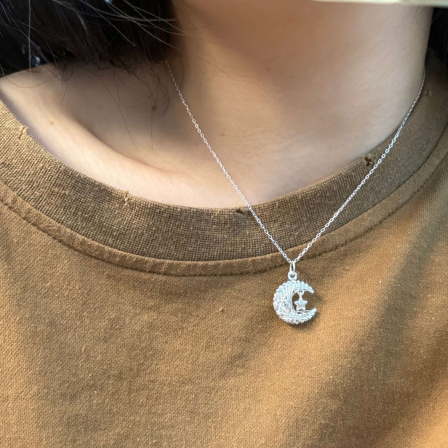 1pc 999 Sterling Silver Moon And Star Necklace, Delicate Style, Perfect For Daily Wear And Valentine's Gift