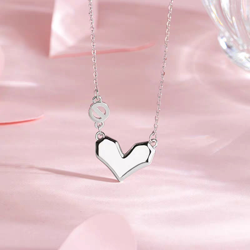 1pc 999 Sterling Silver Irregular Heart Necklace, Minimalist Style, Perfect For Daily Wear And Valentine's Gift