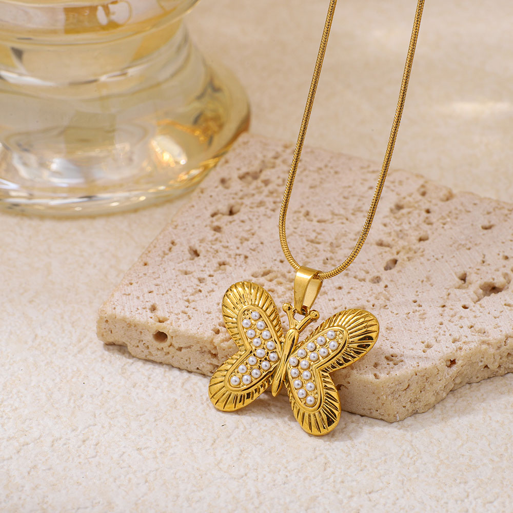 Stainless Steel Butterfly-shaped Pendant Necklace