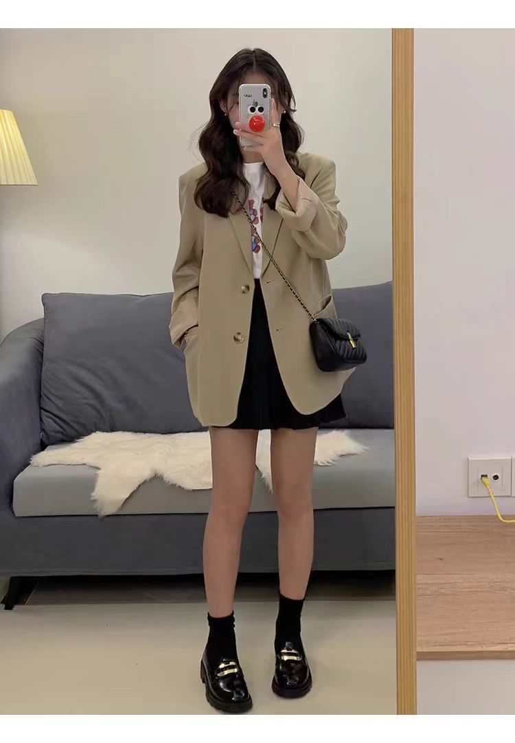 High-End Korean-Style British-Style Khaki Suit Jacket
