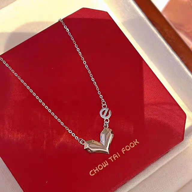 1pc 999 Sterling Silver Irregular Heart Necklace, Minimalist Style, Perfect For Daily Wear And Valentine's Gift