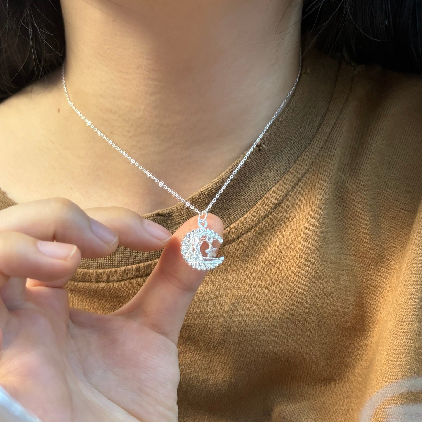 1pc 999 Sterling Silver Moon And Star Necklace, Delicate Style, Perfect For Daily Wear And Valentine's Gift