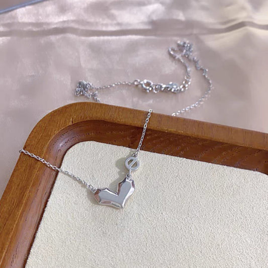 1pc 999 Sterling Silver Irregular Heart Necklace, Minimalist Style, Perfect For Daily Wear And Valentine's Gift